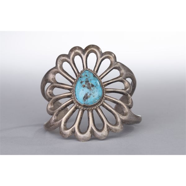 Vintage Sandcast & Turquoise Bracelet