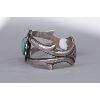 Image 2 : Vintage Navajo Sterling Silver Bracelet with Turquoise Floral Design, Mid Century