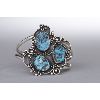 Image 1 : Navajo Sterling Silver Bracelet with 3 Turquoise Stones
