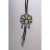 Image 1 : Old Pawn Navajo Bolo Tie with 10 Green Turquoise Stones 
