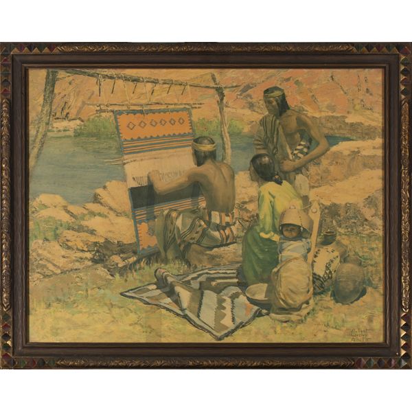 Robert Wesley Amick (1879 - 1969), The Indian Weaver, Ca 1920