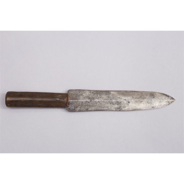 Plains Indian Knife with Geometric Octagonal Brass Plate Handle, Forrest Fenn Collection