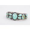 Image 1 : Historic Navajo Cuff of Brilliant Blue Turquoise Cabochons, Ca. 1930s