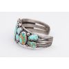 Image 2 : Historic Navajo Cuff of Brilliant Blue Turquoise Cabochons, Ca. 1930s