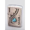 Image 1 : Five Barrel Zippo Lighter with Hopi Overlay Bisbee Turquoise, Ca. 1950s