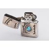 Image 2 : Five Barrel Zippo Lighter with Hopi Overlay Bisbee Turquoise, Ca. 1950s