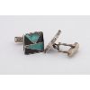 Image 2 : Zuni Inlaid Post Cuff Links, Turquoise & Jet, Ca. 1950s