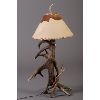 Image 1 : Elk Antler Table Lamp with Western Leather Shade