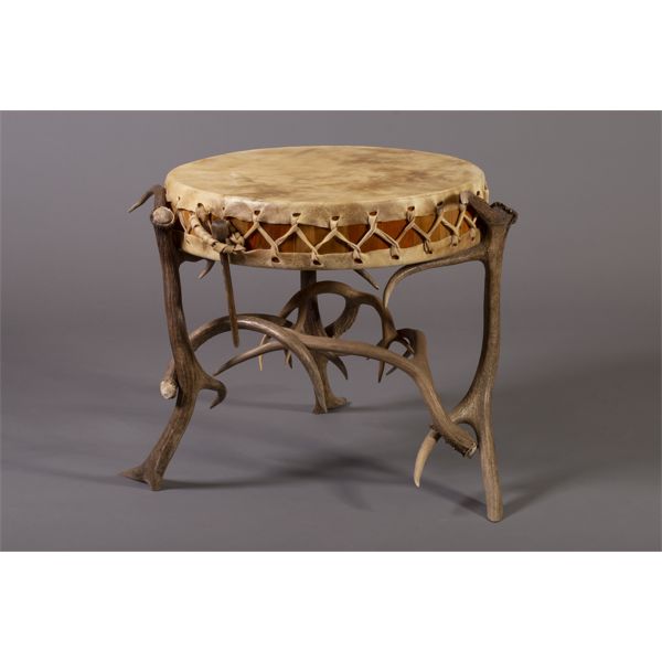 Drum and Elk Antler Side Table