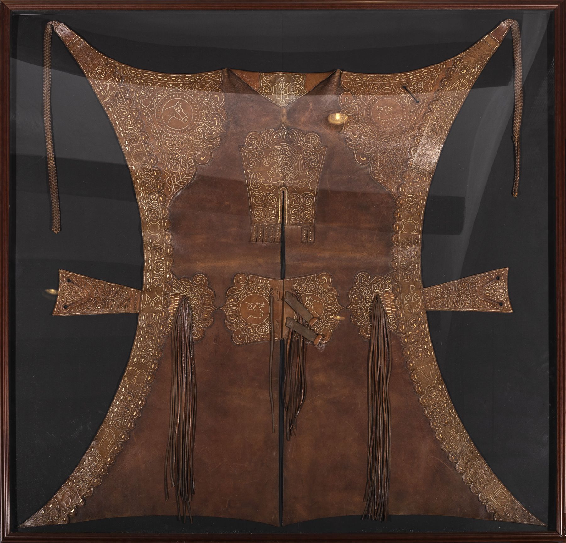 Framed Early California Style Leather Chaps, Ca. Late 19th Century