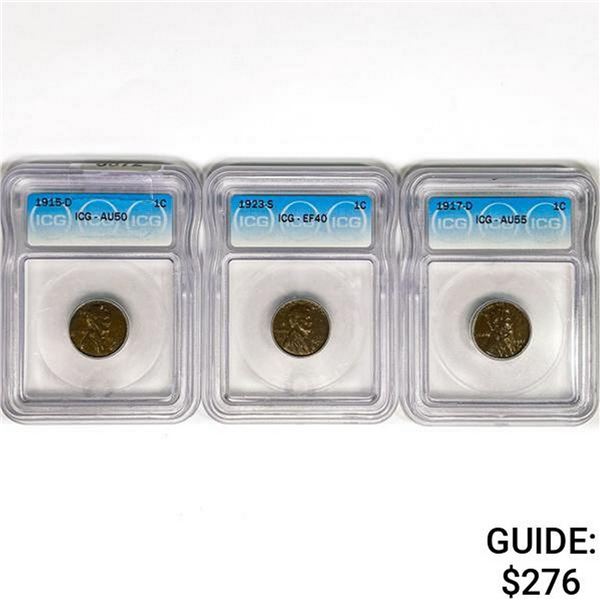 [3] Wheat Cents ICG EF,AU 1915-1923