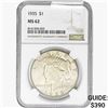 Image 1 : 1935 Silver Peace Dollar NGC MS62
