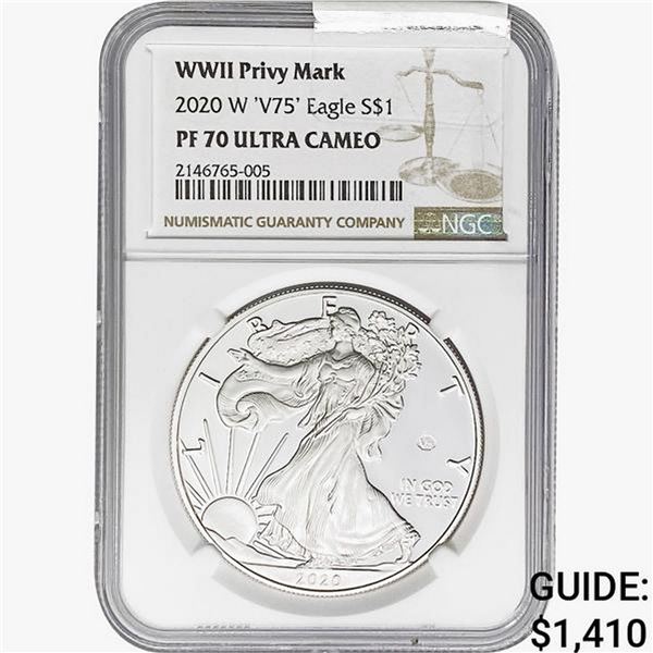 2020-W Silver Eagle NGC PF70 UC V75 WWII Privy Mar