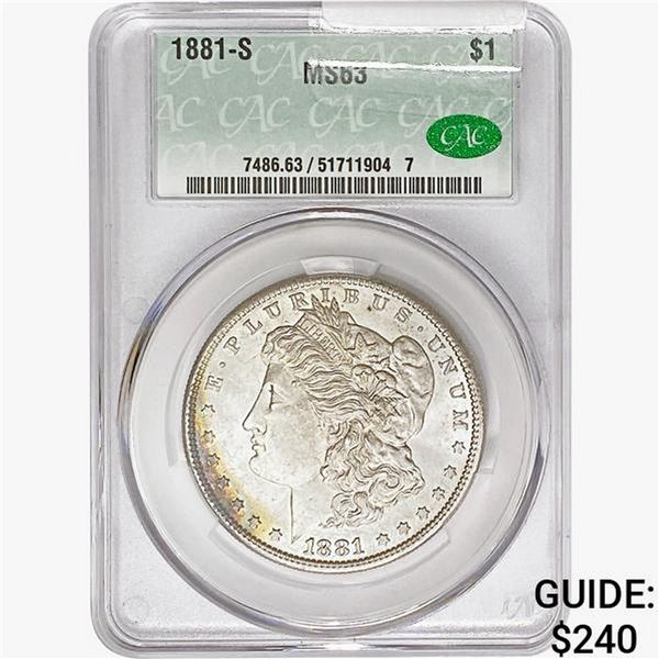 1881-S Morgan Silver Dollar CAC MS63