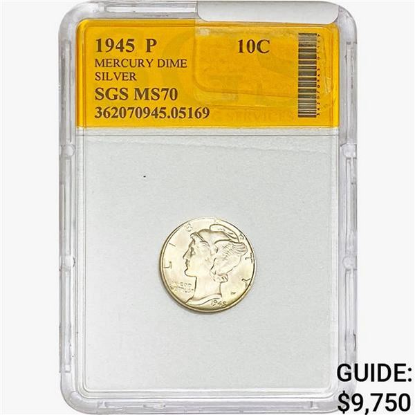 1945-P Mercury Silver Dime SGS MS70