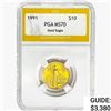 Image 1 : 1991 US 1/4oz Gold $10 Eagle PGA MS70