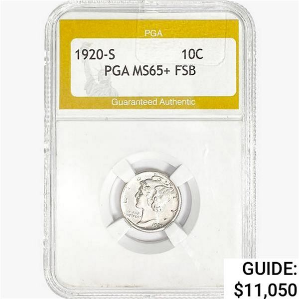 1920-S Mercury Silver Dime PGA MS65+ FSB