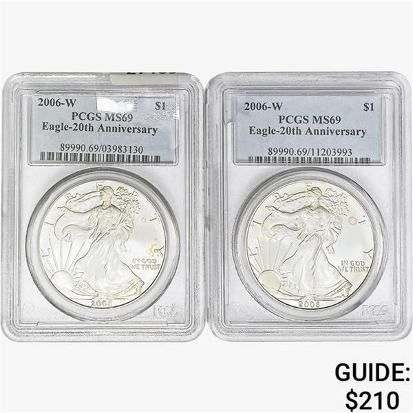 [2] 2006-W Silver Eagle PCGS MS69 20th ANNIV.