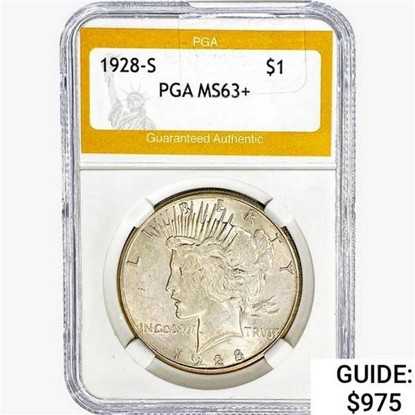 1928-S Silver Peace Dollar PGA MS63+