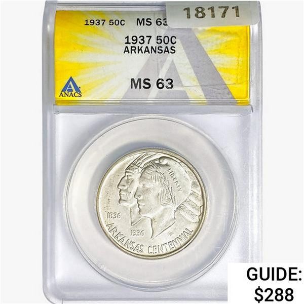 1937 Arkansas Half Dollar ANACS MS63