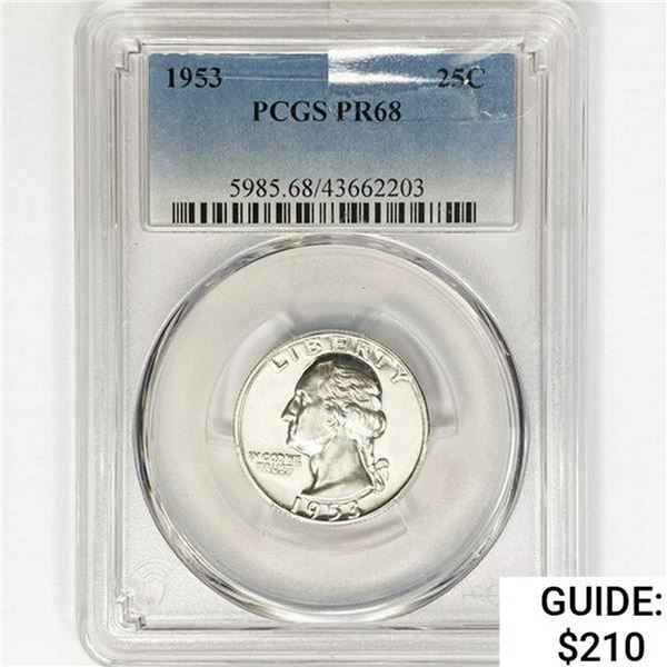 1953 Washington Silver Quarter PCGS PR68