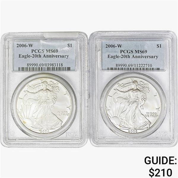 [2] 2006-W Silver Eagle PCGS MS69 20th ANNIV.