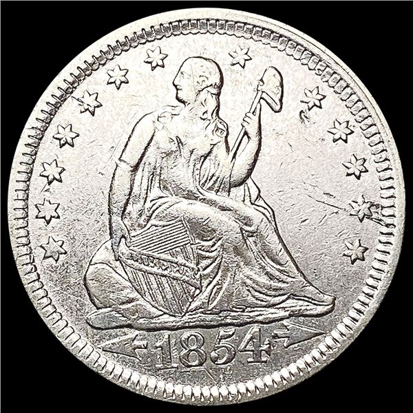 1854 Arrows Seated Liberty Quarter CLOSELY UNCIRCULATED