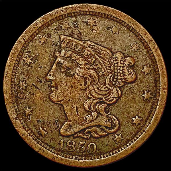 1850 Braided Hair Half Cent NEARLY UNCIRCULATED