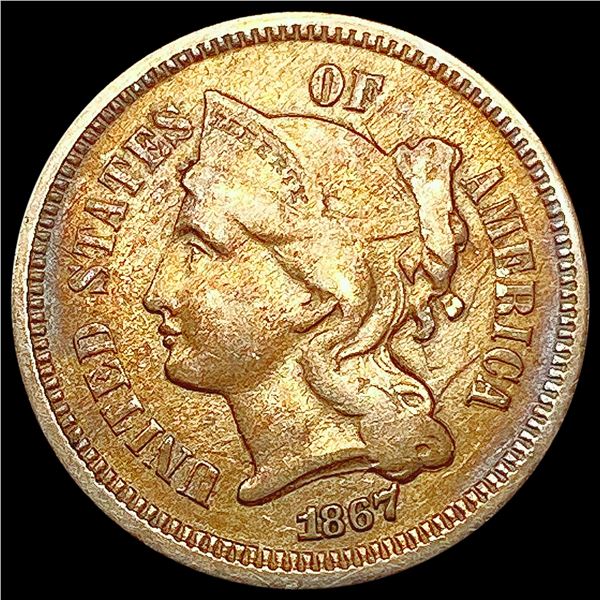 1867 Nickel Three Cent LIGHTLY CIRCULATED