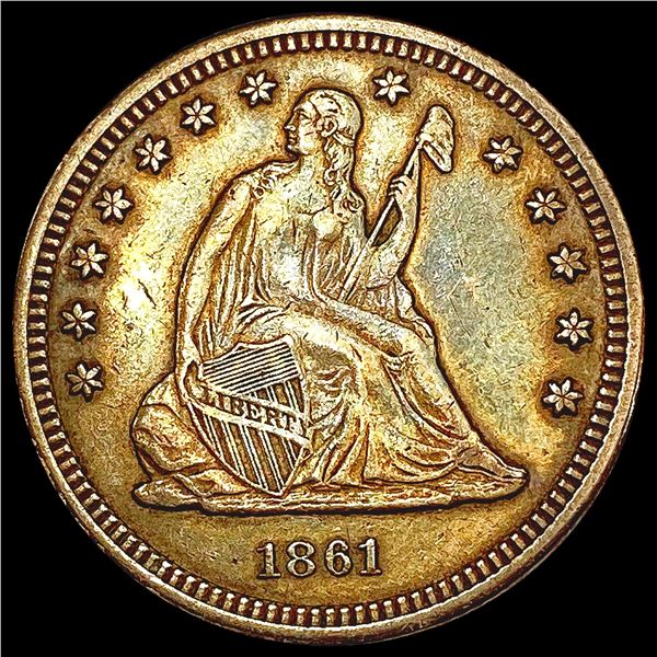 1861 Seated Liberty Quarter CHOICE AU