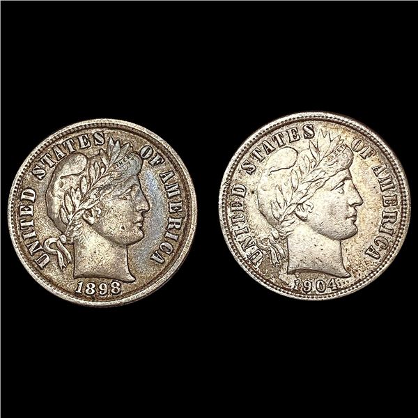 1898, 1904 Barber Dime Collection [2 Coins] HIGH GRADE