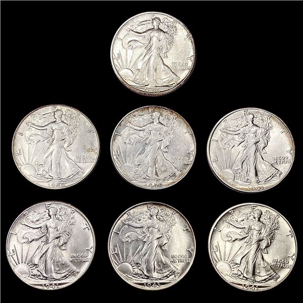 1941-1946 Walking Liberty Half Dollar Set [7 Coins] GEM BU