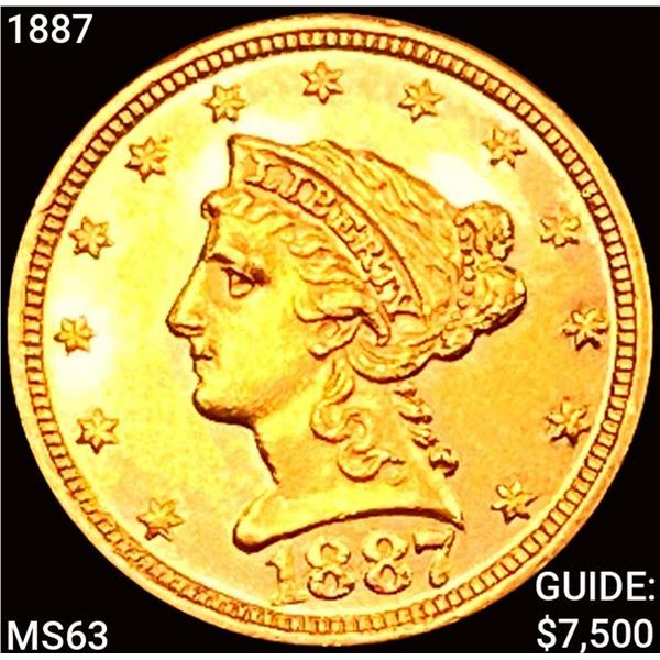1887 $2.50 Gold Quarter Eagle CHOICE BU