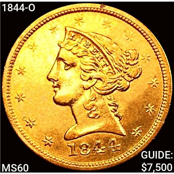 1844-O $5 Gold Half Eagle UNCIRCULATED