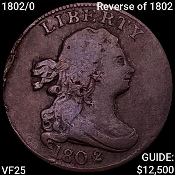 1802/0 Reverse of 1802 Draped Bust Half Cent LIGHTLY CIRCULATED