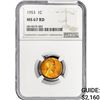Image 1 : 1953 Wheat Cent NGC MS 67 RD