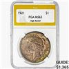 Image 1 : 1921 Silver Peace Dollar PGA MS63 High Relief