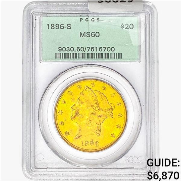 1896-S $20 Gold Double Eagle PCGS MS60