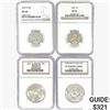 [4] Varied US Silver Coinage NGC PF/MS [1947-S, 1955, 2001, 2008-S]