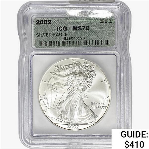 2002 American 1oz Silver Eagle ICG MS70