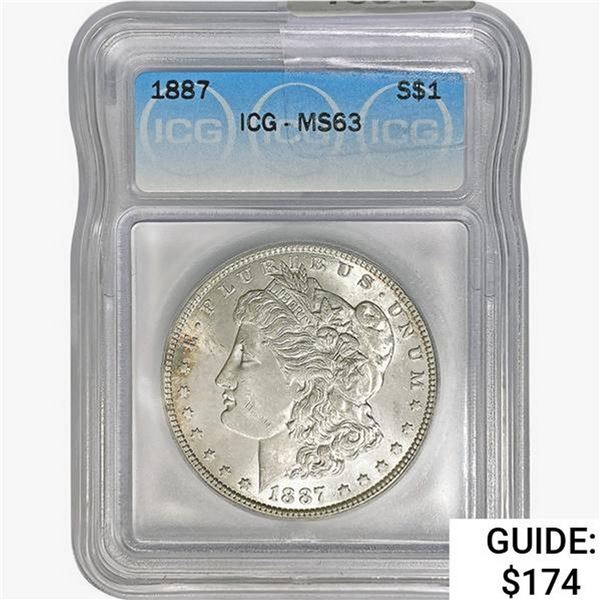 1887 Morgan Silver Dollar ICG MS63