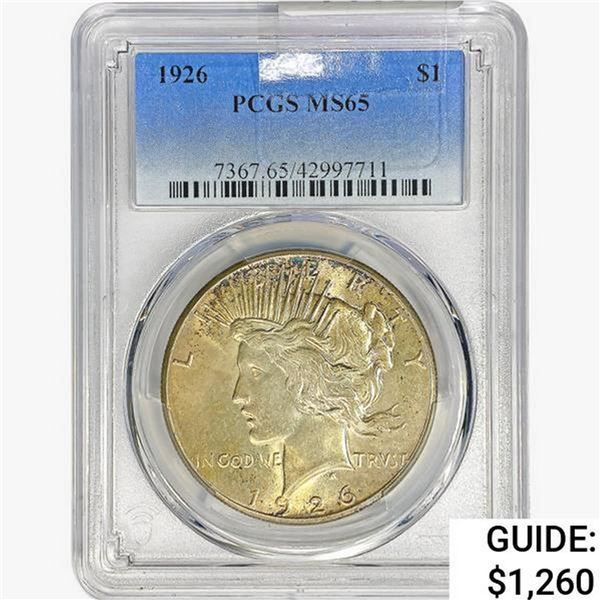 1926 Silver Peace Dollar PCGS MS65