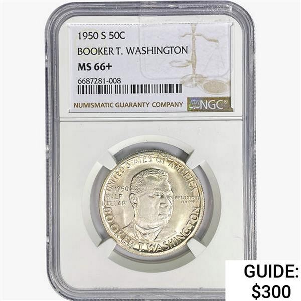 1950-S Booker T Half Dollar NGC MS66+