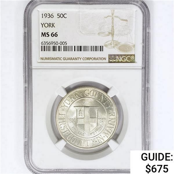 1936 York Half Dollar NGC MS66