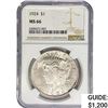 Image 1 : 1924 Silver Peace Dollar NGC MS66
