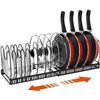 Image 1 : Housolution Pot and Pan Organizer Rack for Cabinet, Expandable Pot Lid Organizer with 14 Adjustable 