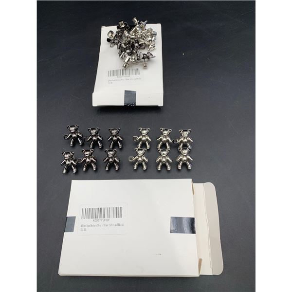 6 Pairs Bear Button Pins