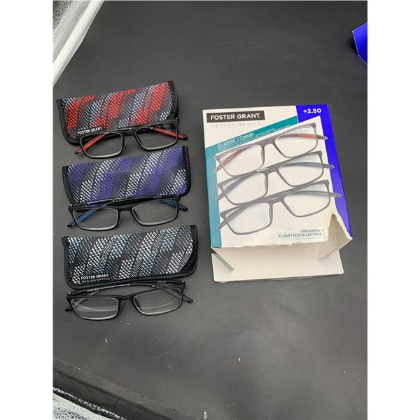Foster Grant 3pk Readers Glasses (2.50)