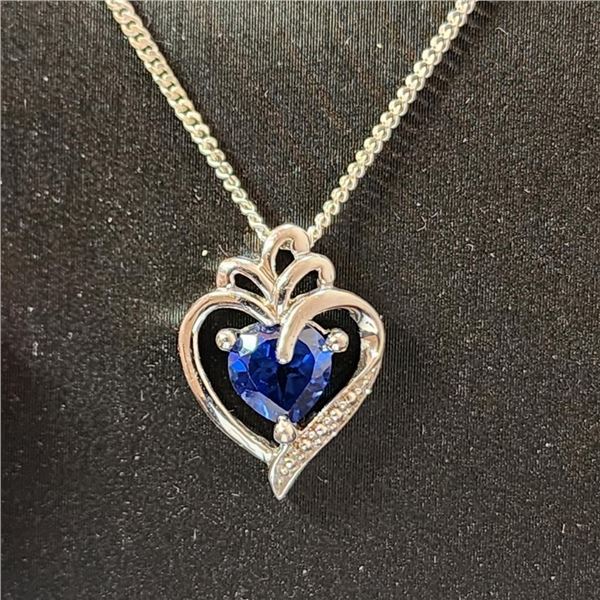 Silver Sapphire Necklace (~length 16 inches), Suggested Retail Value $150