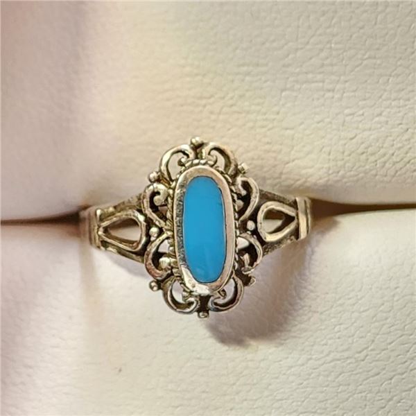 Silver Tuquoise Ring (~Size 7)RING, Suggested Retail Value $80
